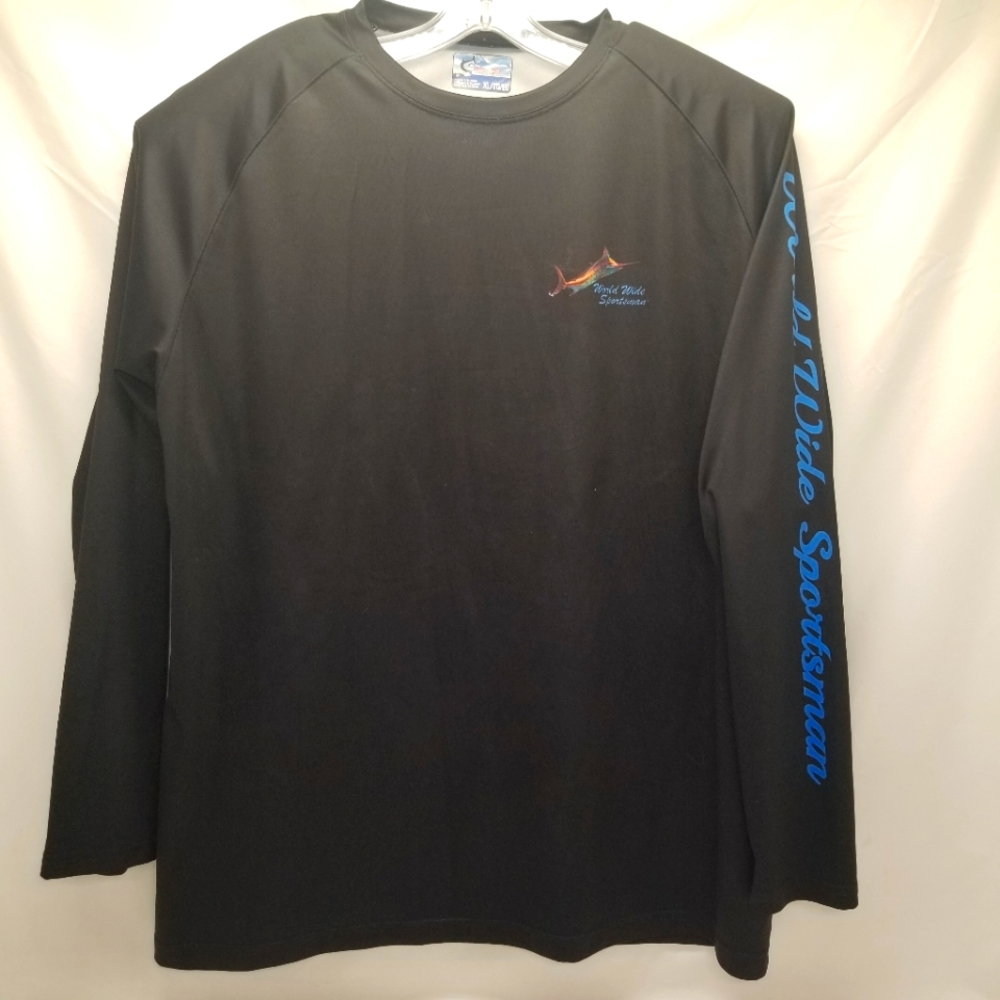 World Wide Sportsman Mens Size XL Large Marlin Graphic Long Sleeve T-Shirt Black